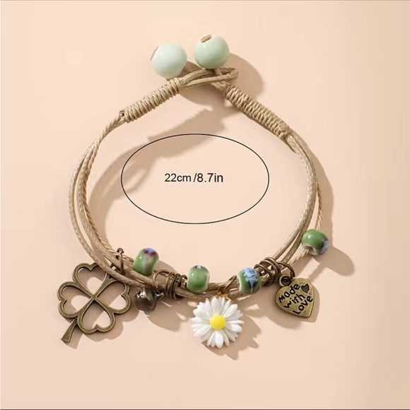 Layered Rope Daisy Charm Bracelet - Picture 7 of 7